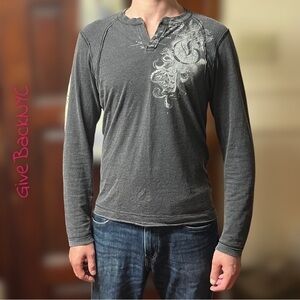 Vintage Guess Jeans Open V-neck Stylish Long Sleeve T-Shirt Size S